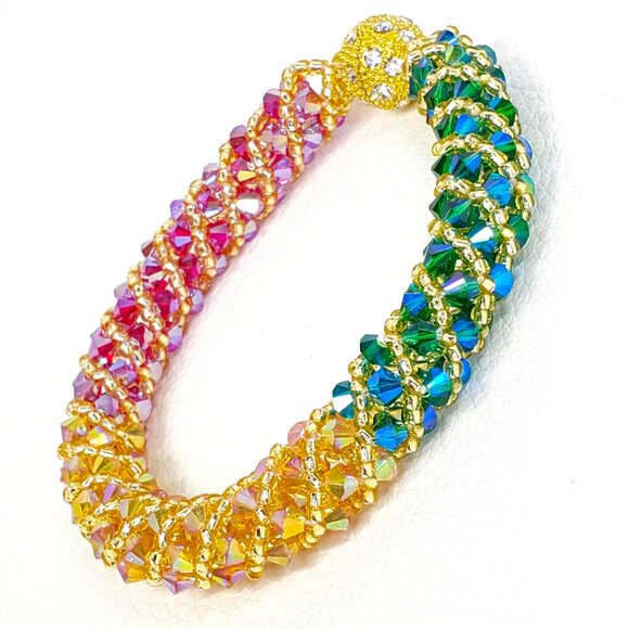 Multi Color Fall Crystal Bracelet Beaded Bracelet - Picture 6 of 11